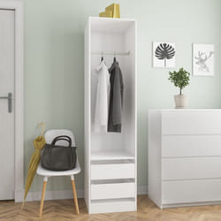 vidaXL Wardrobe with Drawers Engineered Wood White Clothing Cabinets Storage