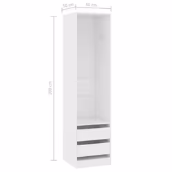 vidaXL Wardrobe with Drawers Engineered Wood White Clothing Cabinets Storage - Additional view 4