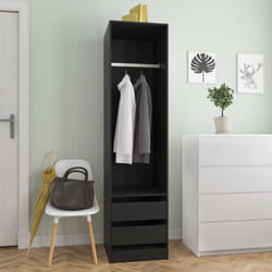 vidaXL Wardrobe with Drawers Engineered Wood Black Clothing Cabinets Storage