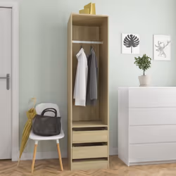 vidaXL Wardrobe with Drawers Engineered Wood Sonoma Oak Clothing Hanger Shelf