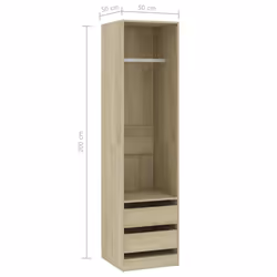 vidaXL Wardrobe with Drawers Engineered Wood Sonoma Oak Clothing Hanger Shelf - Additional view 6