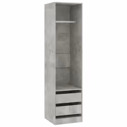 vidaXL Wardrobe with Drawers Engineered Wood Concrete Grey Wardrobe Hanger