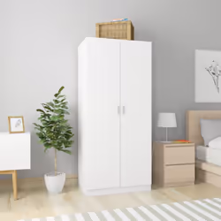vidaXL Wardrobe White Engineered Wood Clothing Shelf Hanger Storage Organiser