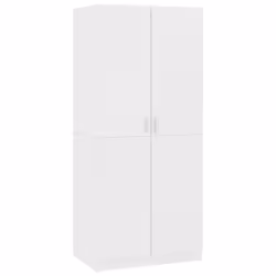 vidaXL Wardrobe White Engineered Wood Clothing Shelf Hanger Storage Organiser