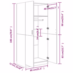 vidaXL Wardrobe Sonoma Oak Engineered Wood Clothing Hanger Storage Organiser - Additional view 8
