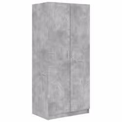 vidaXL Wardrobe Concrete Grey Engineered Wood Clothing Shelf Hanger Organiser