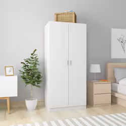 vidaXL Wardrobe High Gloss White Engineered Wood Clothing Hanger Organiser