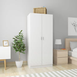 vidaXL Wardrobe High Gloss White Engineered Wood Clothing Hanger Organiser