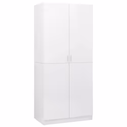 vidaXL Wardrobe High Gloss White Engineered Wood Clothing Hanger Organiser