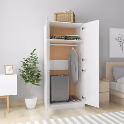 vidaXL Wardrobe High Gloss White Engineered Wood Clothing Hanger Organiser