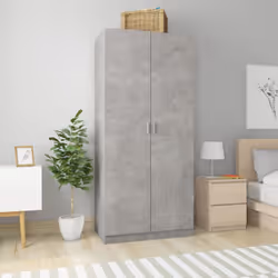 vidaXL Wardrobe Concrete Grey Engineered Wood Clothing Cabinet Orangiser Rack