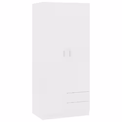 vidaXL Wardrobe with 2 Drawers White Engineered Wood Clothing Shelf Organiser - Additional view 3