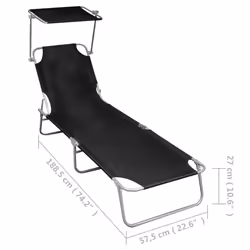 VidaXL 47770 outdoor chair Lounge Padded seat Aluminium, Polyester Black - Additional view 7