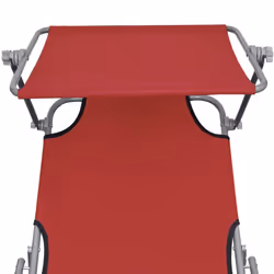 vidaXL Folding Sun Lounger with Canopy Red Aluminium Garden Camping Bed Chair