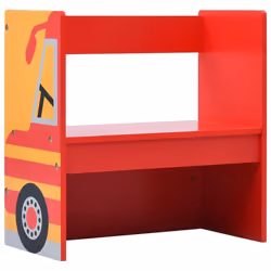vidaXL 3 Piece Kids Chair Table Set Fire Truck Design Wood Drawing Activity - Additional view 6