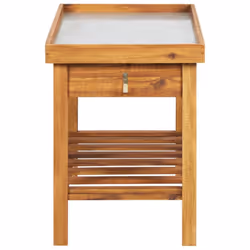 vidaXL Solid Acacia Wood Garden Work Bench with Zinc Top Outdoor Potting Table - Additional view 6