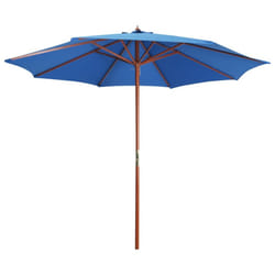 vidaXL Garden Parasol with Wooden Pole Sunshade Outdoor Umbrella Canopy Blue
