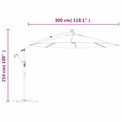 vidaXL Cantilever Garden Parasol with LED Lights and Steel Pole Umbrella Black - Additional view 3
