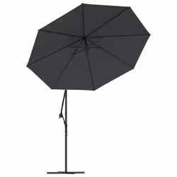 vidaXL Cantilever Garden Parasol with LED Lights and Steel Pole Umbrella Black - Additional view 4