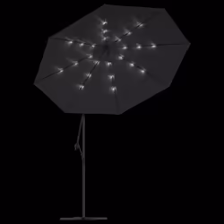 vidaXL Cantilever Garden Parasol with LED Lights and Steel Pole Umbrella Black - Additional view 5
