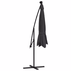 vidaXL Cantilever Garden Parasol with LED Lights and Steel Pole Umbrella Black - Additional view 7