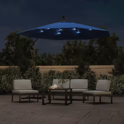 vidaXL Cantilever Garden Parasol with LED Lights and Steel Pole Umbrella Azure