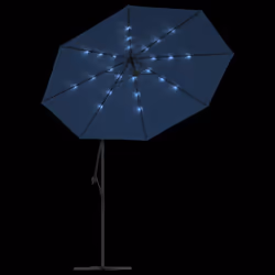 vidaXL Cantilever Garden Parasol with LED Lights and Steel Pole Umbrella Azure - Additional view 5