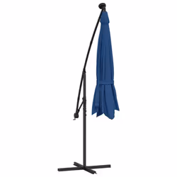 vidaXL Cantilever Garden Parasol with LED Lights and Steel Pole Umbrella Azure - Additional view 7