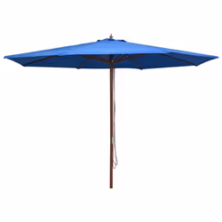 vidaXL Garden Parasol with Wooden Pole Sunshade Outdoor Umbrella Canopy Blue