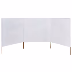 vidaXL 3-panel Wind Screen Fabric 80cm Sand White Camping Windbreak Sun Screen - Additional view 2