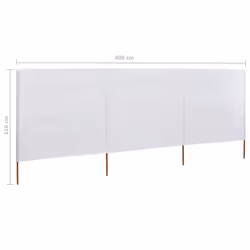 vidaXL 3-panel Wind Screen Fabric 80cm Sand White Camping Windbreak Sun Screen - Additional view 5