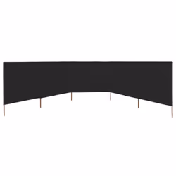vidaXL 5-panel Wind Screen Fabric 160cm Black Sun Privacy Screen Breakers - Additional view 2