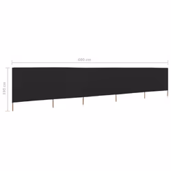 vidaXL 5-panel Wind Screen Fabric 160cm Black Sun Privacy Screen Breakers - Additional view 3