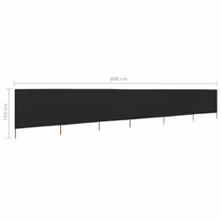 vidaXL 6-panel Wind Screen Fabric 80cm Black Camping Windbreak Sun Screen - Additional view 5
