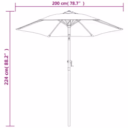 VidaXL Garden Parasol Taupe 200 x 224 cm Aluminum - Additional view 7