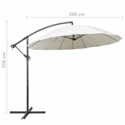 vidaXL Hanging Parasol White Aluminium Pole Outdoor Umbrella Sunshade Canopy