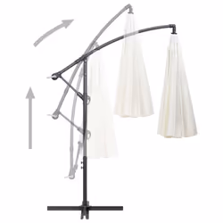 vidaXL Hanging Parasol White Aluminium Pole Outdoor Umbrella Sunshade Canopy - Additional view 7