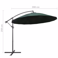 vidaXL Hanging Parasol Aluminium Pole Outdoor Umbrella Canopy Garden Sunshade - green
