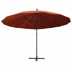 vidaXL Hanging Parasol Aluminium Pole Outdoor Umbrella Canopy Garden Sunshade - terracotta
