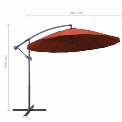 vidaXL Hanging Parasol Aluminium Pole Outdoor Umbrella Canopy Garden Sunshade - terracotta