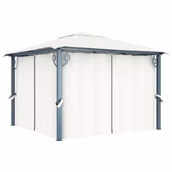 vidaXL Gazebo with Curtain 300x300cm Cream Aluminium Party Tent Canopy Shelter