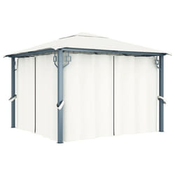vidaXL Gazebo with Curtain 300x300cm Cream Aluminium Party Tent Canopy Shelter