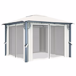 vidaXL Gazebo with Curtain 300x300cm Cream Aluminium Party Tent Canopy Shelter