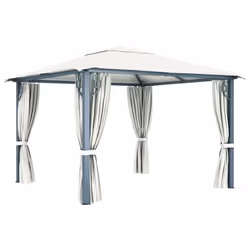 vidaXL Gazebo with Curtain 300x300cm Cream Aluminium Party Tent Canopy Shelter - Additional view 4
