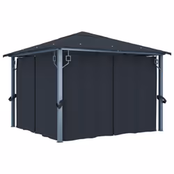 vidaXL Gazebo with Curtain 300x300cm Anthracite Aluminium Party Canopy Shelter