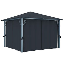 vidaXL Gazebo with Curtain 300x300cm Anthracite Aluminium Party Canopy Shelter