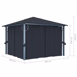 vidaXL Gazebo with Curtain 300x300cm Anthracite Aluminium Party Canopy Shelter - Additional view 10
