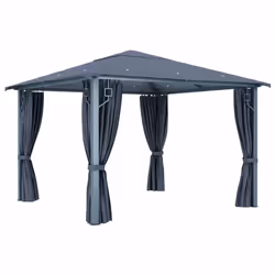 vidaXL Gazebo with Curtain 300x300cm Anthracite Aluminium Party Canopy Shelter