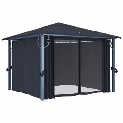 vidaXL Gazebo with Curtain 300x300cm Anthracite Aluminium Party Canopy Shelter - Additional view 8