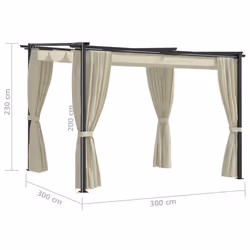 vidaXL Gazebo with Curtains 3m Cream Steel Outdoor Patio Garden Canopy Tents